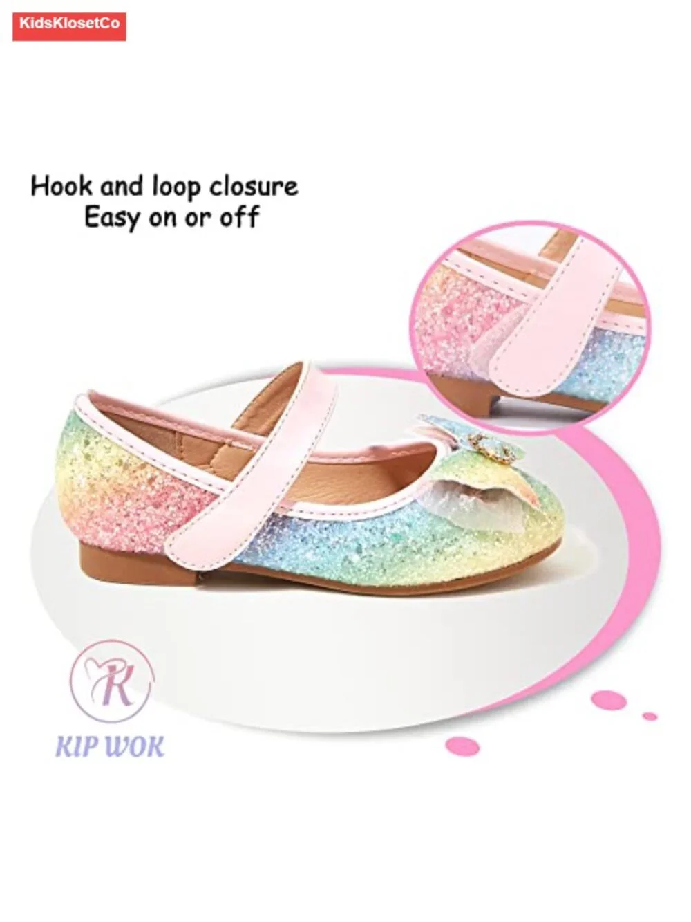 Toddler Girl Mary Jane Dress Glitter Flats Shoes for Ballet Wedding Party